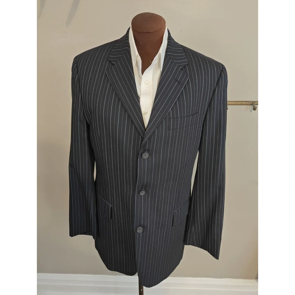 Jack Victor Mens Wool Sports Coat 40R Blue Striped 3 Button Blazer Canada